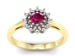 Pierścionek z rubinem z żółtego i białego złota - P15097ZBr