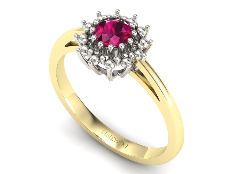 Pierścionek z rubinem z żółtego i białego złota - P15097ZBr - 3