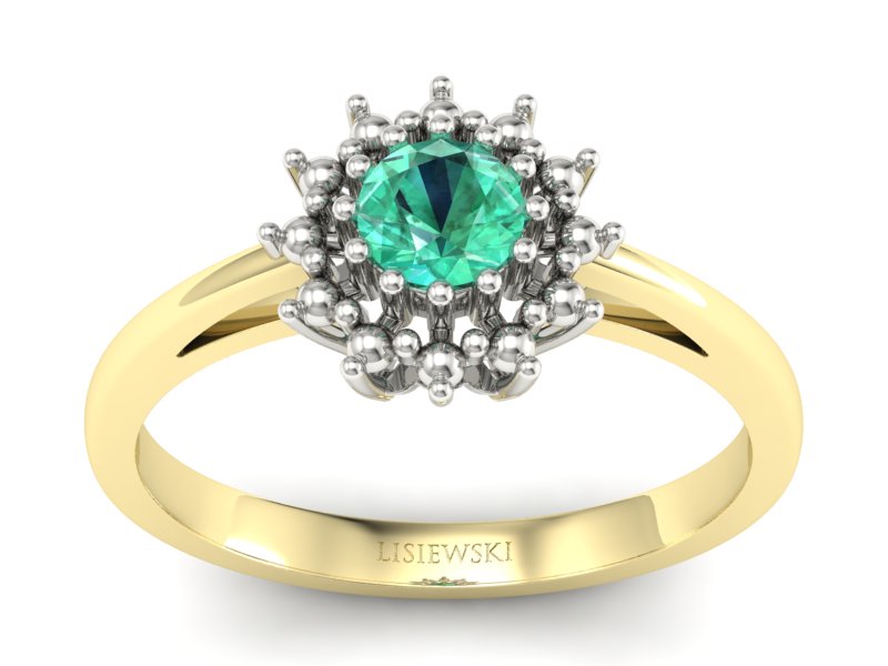 Pierścionek ze szmaragdem żółte i białe złoto - P15097ZBsm - 1
