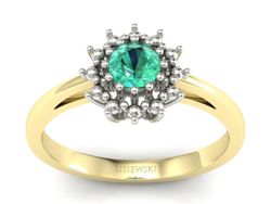 Pierścionek ze szmaragdem żółte i białe złoto - P15097ZBsm