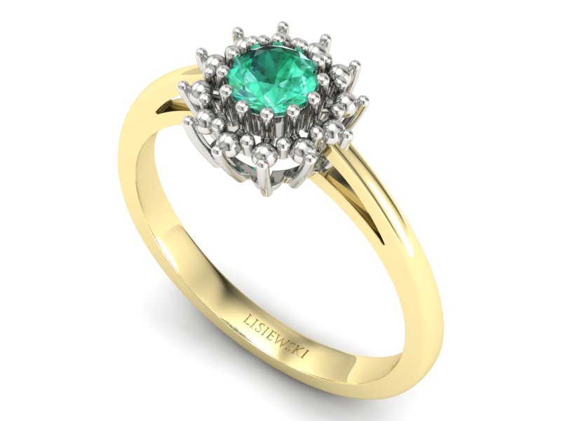 Pierścionek ze szmaragdem żółte i białe złoto - P15097ZBsm - 3