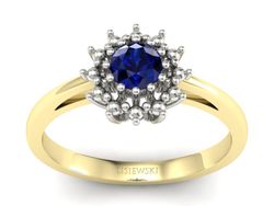 Pierścionek z szafirem żółte i białe złoto - P15097ZBsz