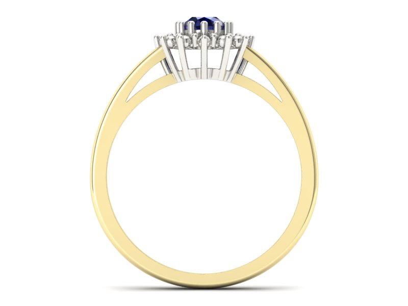 Pierścionek z szafirem żółte i białe złoto - P15097ZBsz