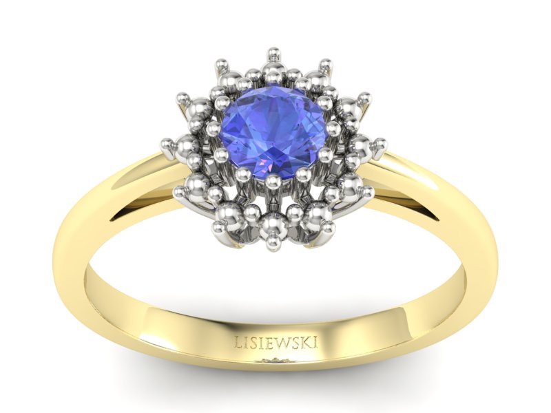 Pierścionek z tanzanitem żółte i białe złoto - P15097ZBt - 1