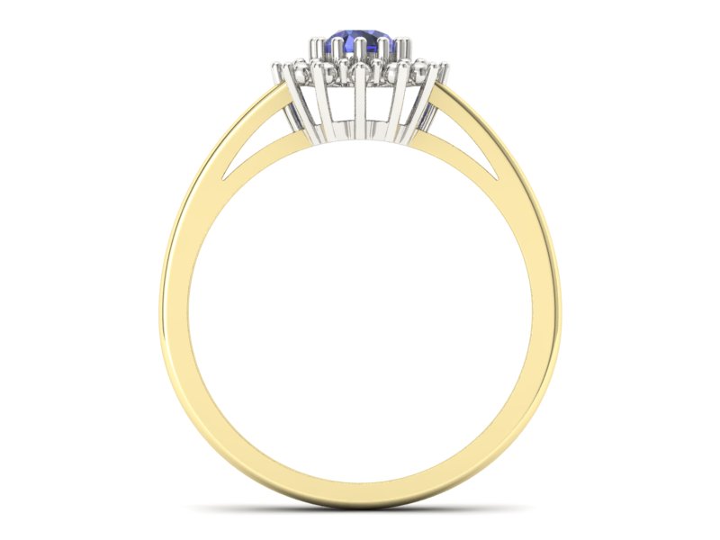 Pierścionek z tanzanitem żółte i białe złoto - P15097ZBt - 2