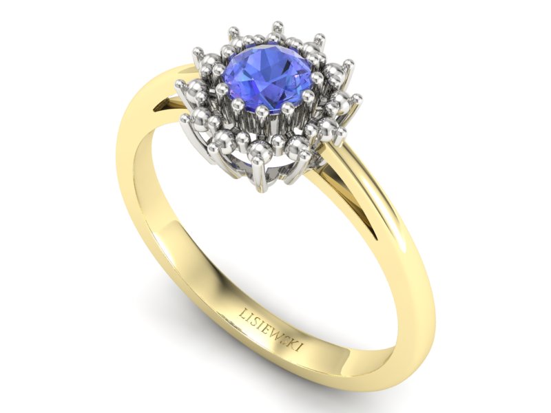 Pierścionek z tanzanitem żółte i białe złoto - P15097ZBt - 3