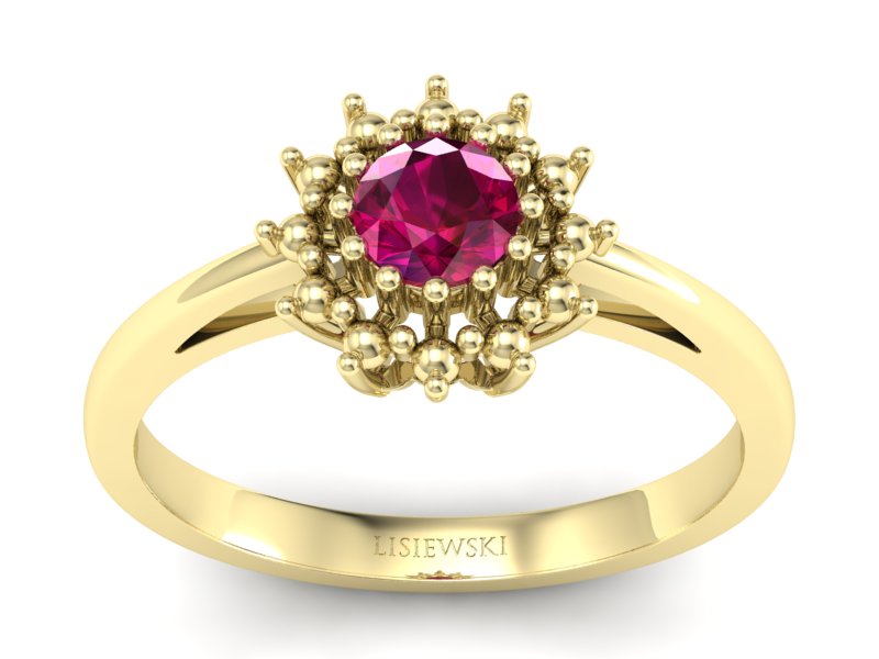 Złoty pierścionek z rubinem żółte złoto - P15097Zr - 1