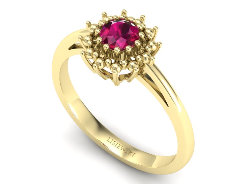 Złoty pierścionek z rubinem żółte złoto - P15097Zr - 3