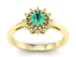 Złoty pierścionek ze szmaragdem żółte złoto - P15097Zsm