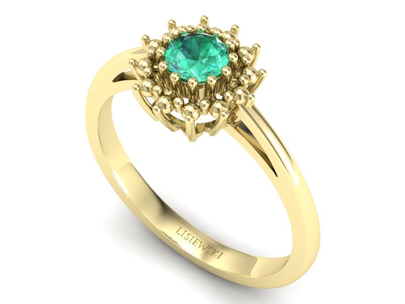 Złoty pierścionek ze szmaragdem żółte złoto - P15097Zsm - 3