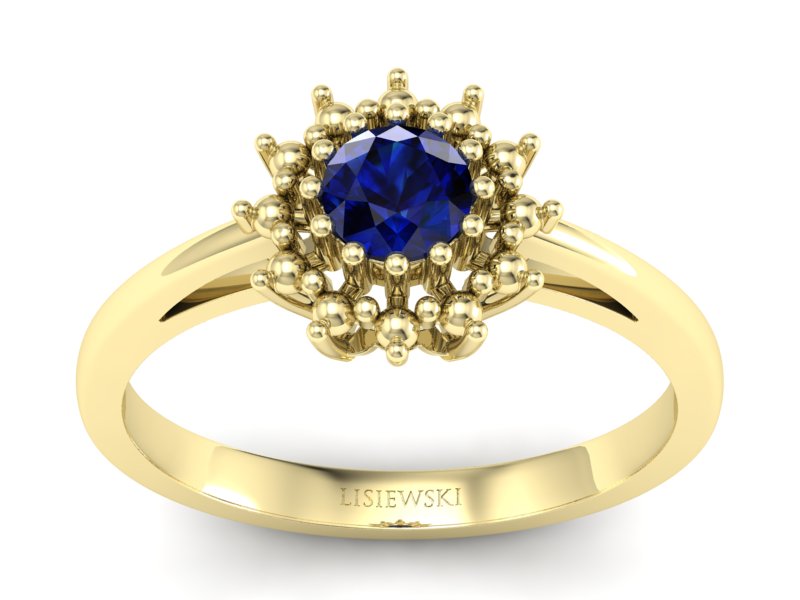 Złoty pierścionek z szafirem żółte złoto - P15097Zsz - 1