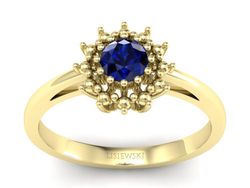 Złoty pierścionek z szafirem żółte złoto - P15097Zsz