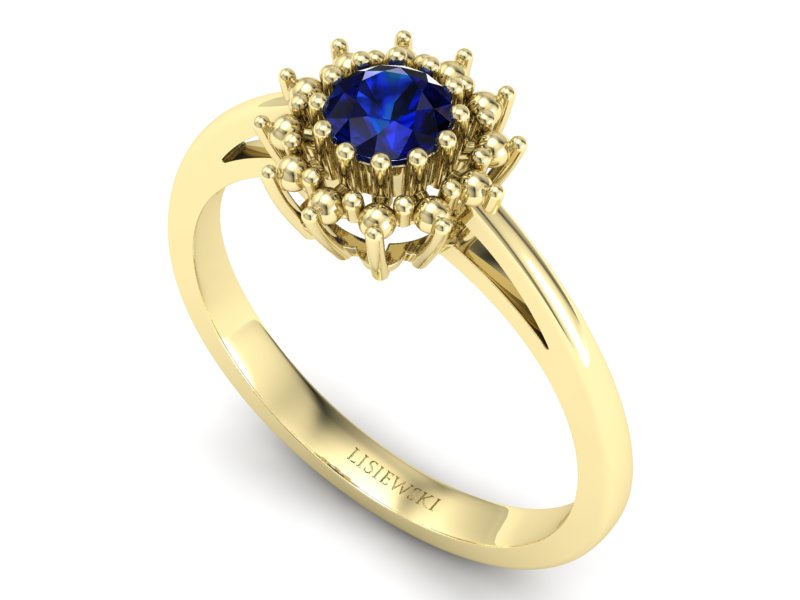 Złoty pierścionek z szafirem żółte złoto - P15097Zsz