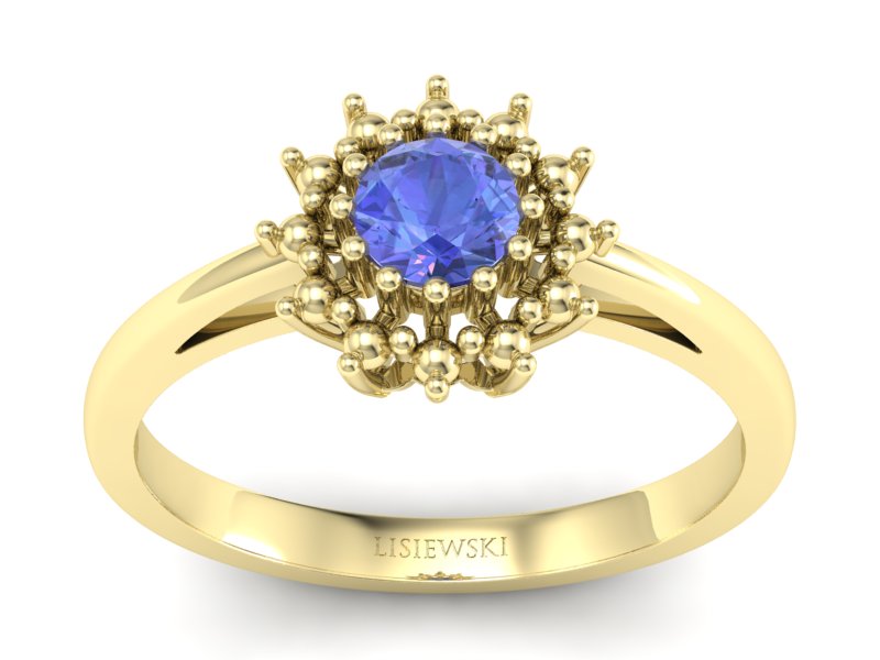 Złoty pierścionek z tanzanitem żółte złoto - P15097Zt - 1
