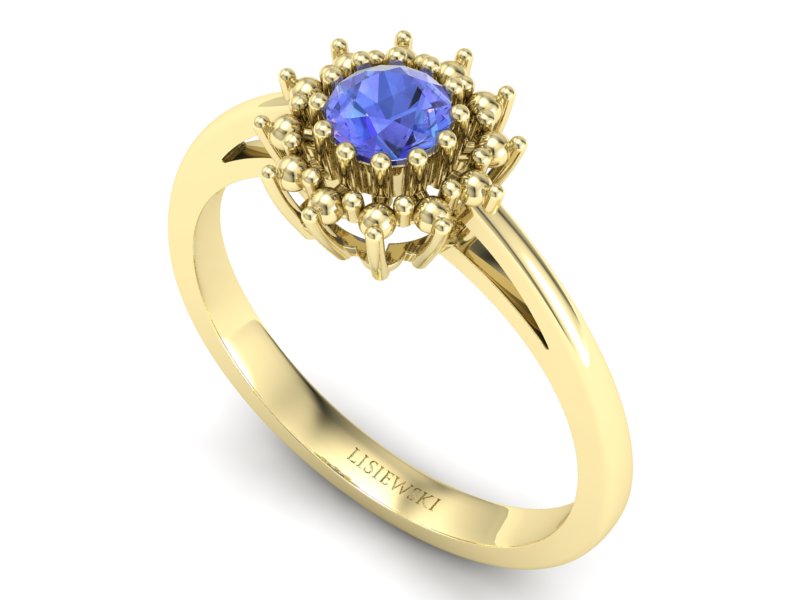 Złoty pierścionek z tanzanitem żółte złoto - P15097Zt - 3