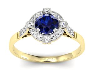 Pierścionek z szafirem z brylantami