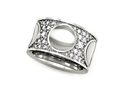 Pierscionek Obrączka z brylantami białe złoto 585 - P15099B