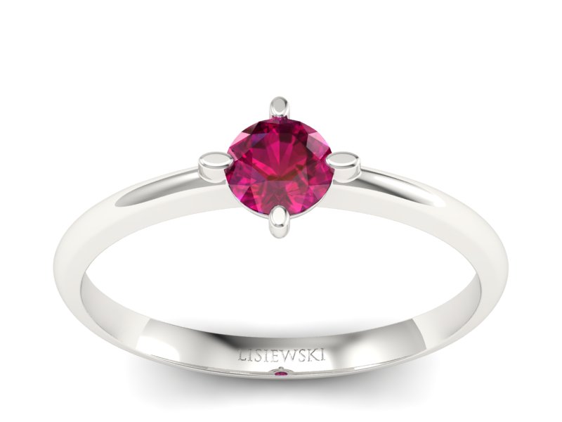 Złoty pierścionek z rubinem białe złoto - p15101br - 1