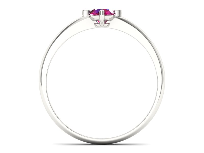 Klasyczny złoty pierścionek z rubinem w białym złocie - p15101br