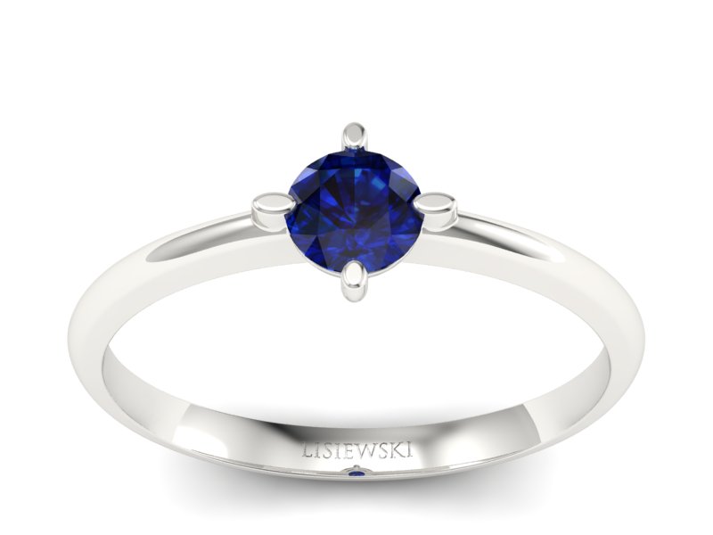 Złoty pierścionek z szafirem białe złoto - p15101bsz - 1