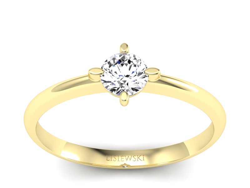 Złoty pierścionek z brylantem żółte złoto - P15101z - 1