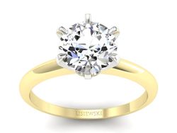 Pierścionek z diamentem żółte i białe złoto 585 - P15104zb