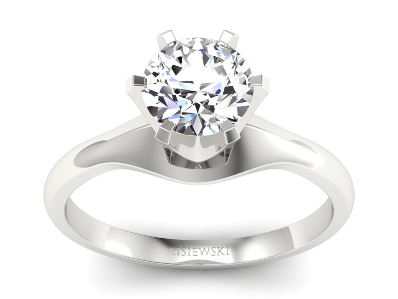 Złoty pierścionek z brylantem białe złoto - P15105B - 1