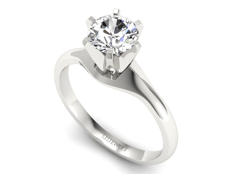 Złoty pierścionek z brylantem białe złoto - P15105bbr - 3