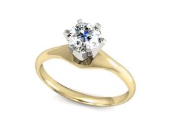 Pierścionek z diamentem żółte i białe złoto 585 - p15105bz