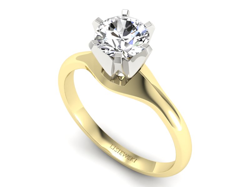 Złoty pierścionek zaręczynowy z brylantem - P15105ZB - 3