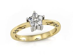 Pierścionek z diamentami żółte i białe złoto 585 - P15108BZ