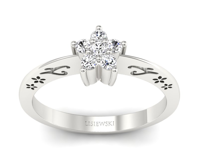 Złoty pierścionek z brylantami białe złoto - P15109B - 1