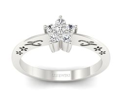 Złoty pierścionek z brylantami białe złoto - P15109B