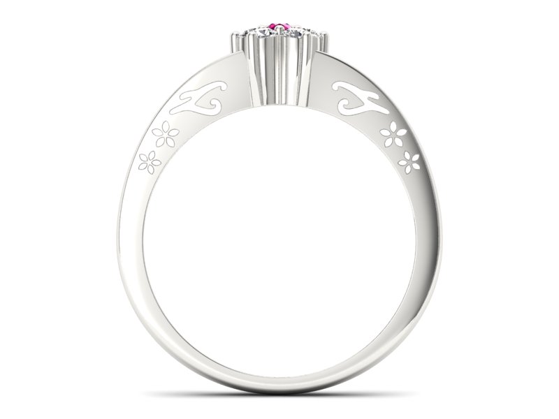 Pierścionek z rubinem i brylantami białe złoto - P15109Br - 2