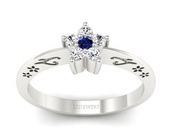 Pierścionek z szafirem i brylantami białe złoto - P15109BS