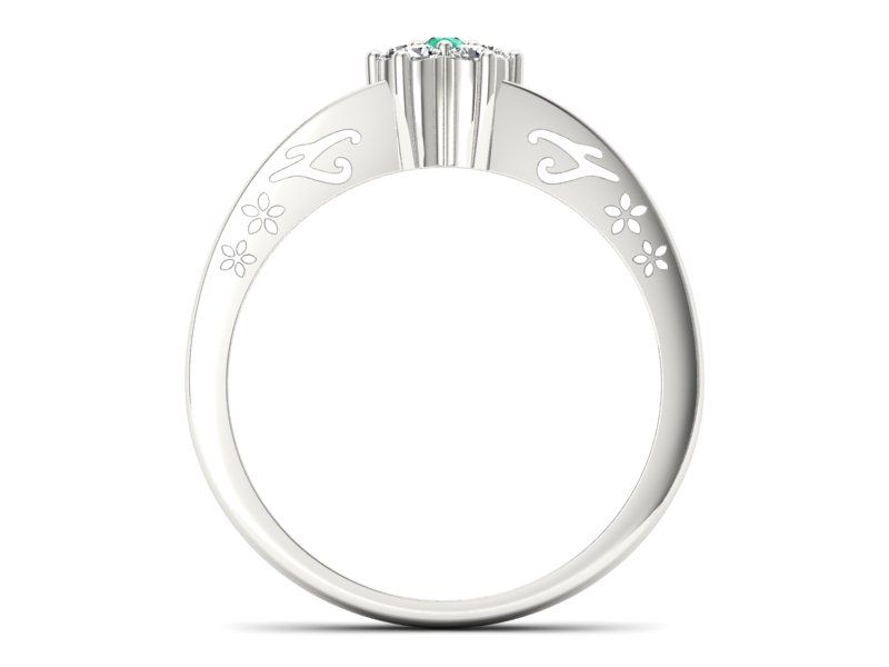 Złoty pierścionek ze szmaragdem i brylantami - P15109BSM - 2