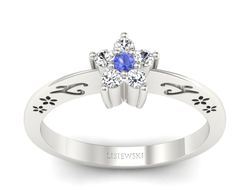 Pierścionek z tanzanitem białe złoto z brylantami - P15109BT