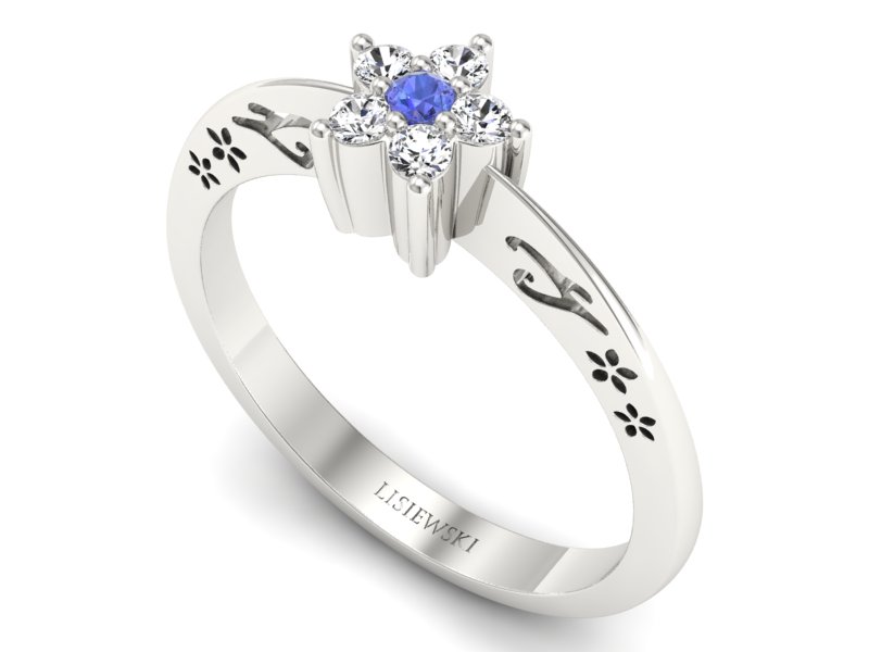 Pierścionek z tanzanitem białe złoto z brylantami - P15109BT - 3