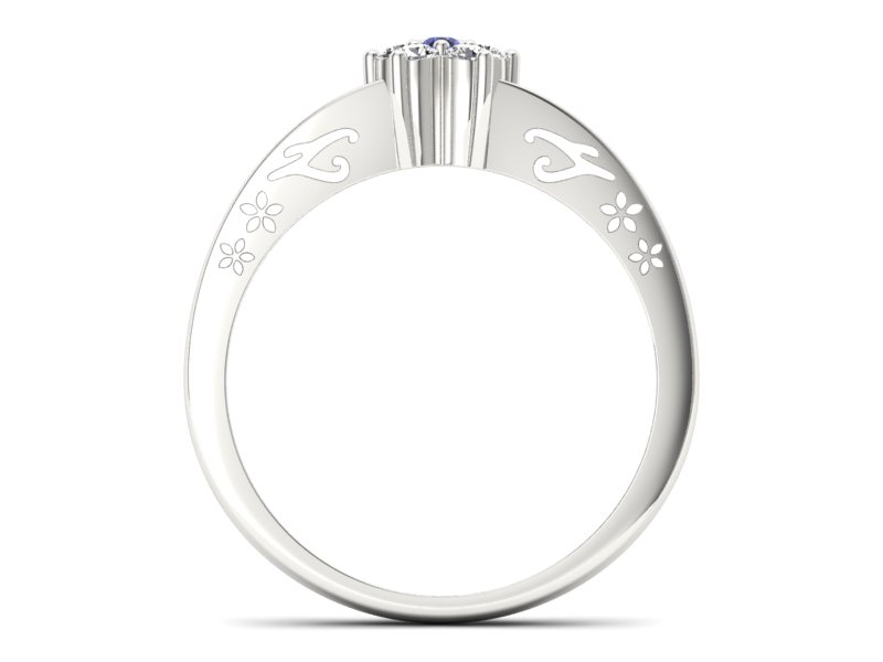 Pierścionek z tanzanitem białe złoto z brylantami - P15109BT - 2
