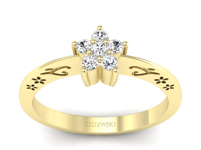 Złoty pierścionek z brylantami żółte złoto - P15109Z - 1