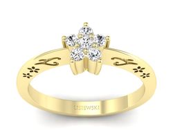 Złoty pierścionek z brylantami żółte złoto - P15109Z