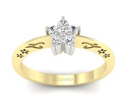 Pierścionek z diamentami żółte i białe złoto - P15109ZB