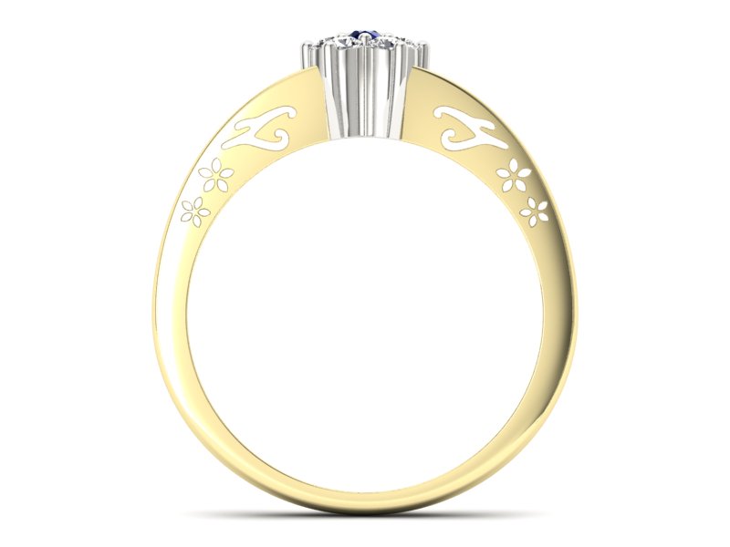 Złoty pierścionek z szafirem i brylantami - P15109ZBS - 2