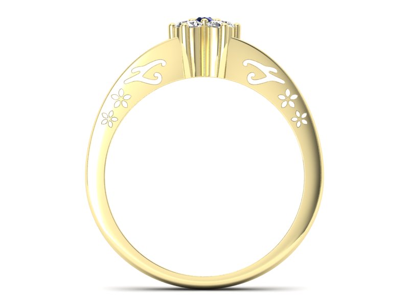 Pierścionek z szafirem i brylantami żółte złoto - P15109ZS - 2