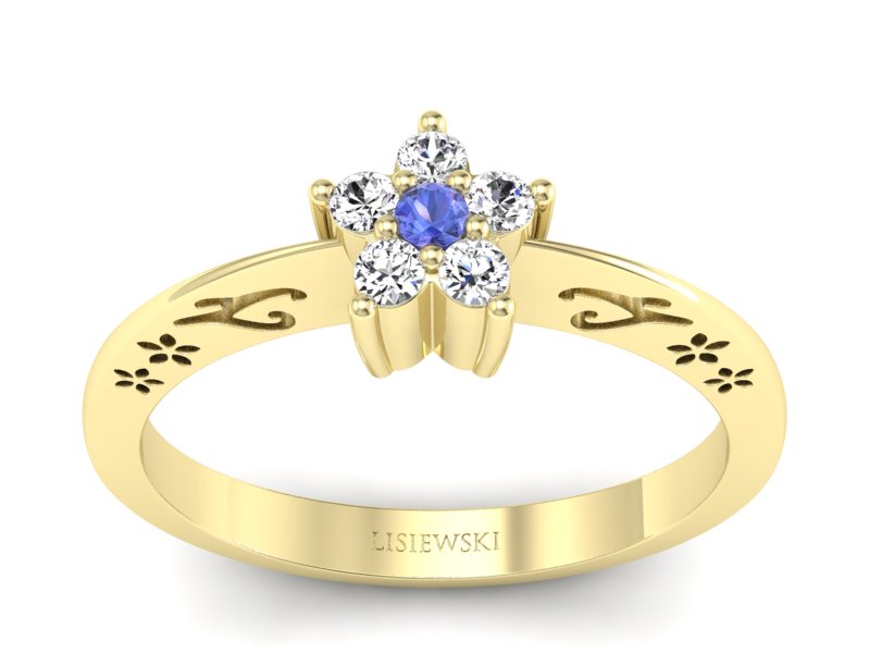 Pierścionek zaręczynowy z tanzanitem i brylantami - P15109ZT - 1