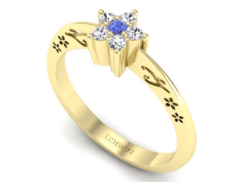 Pierścionek zaręczynowy z tanzanitem i brylantami - P15109ZT - 3