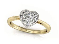 Pierścionek z diamentami żółte i białe złoto 585 - P15110bz