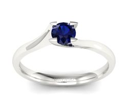 Złoty pierścionek z szafirem białe złoto - P15113Bsz