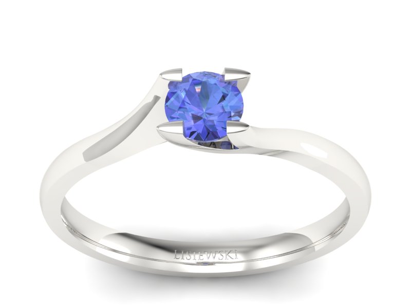 Złoty pierścionek z tanzanitem białe złoto - P15113Bt - 1