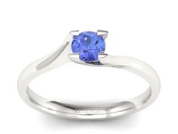 Złoty pierścionek z tanzanitem białe złoto - P15113Bt